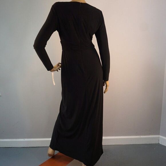 Eliza J Black Jeweled Dress Size 8 Prom Cocktail Party Faux Wrap Maxi Dress NWT - Picture 4 of 11